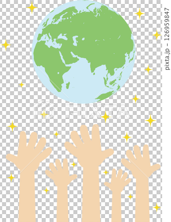 Illustration of children of the future reaching out for hope and the Earth Illustration of children of the future reaching out for hope and the Earth 126959847