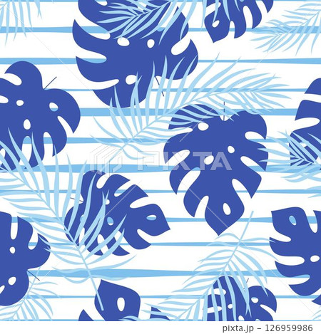 blue palm leaves seamless pattern blue palm leaves seamless pattern 126959986