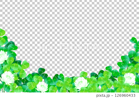 シロツメクサ、四葉、三葉のクローバーの花畑のイラスト(コピースペースあり) シロツメクサ、四葉、三葉のクローバーの花畑のイラスト(コピースペースあり) 126960433