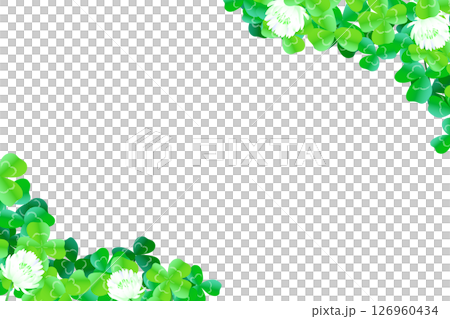 シロツメクサ、四葉、三葉のクローバーのイラスト素材(コピースペースあり) シロツメクサ、四葉、三葉のクローバーのイラスト素材(コピースペースあり) 126960434