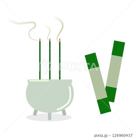 お線香と香炉（仏具）のセットイラスト 126960437