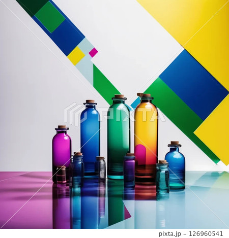 bottles with colorful gradient background 126960541