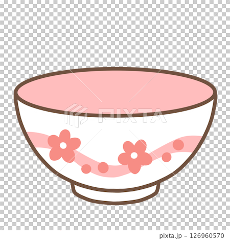 A pink teacup with a floral pattern 126960570
