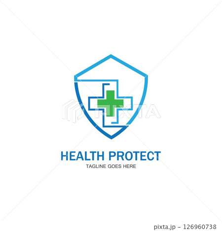 health protection with shield logo design vector template for medical or insurance company-vector 126960738