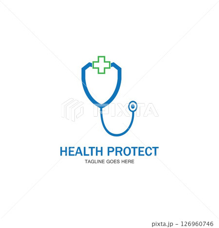 health protection with shield logo design vector template for medical or insurance company-vector 126960746