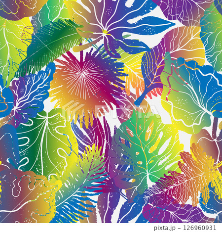 seamless pattern with tropical plants and leaves seamless pattern with tropical plants and leaves 126960931