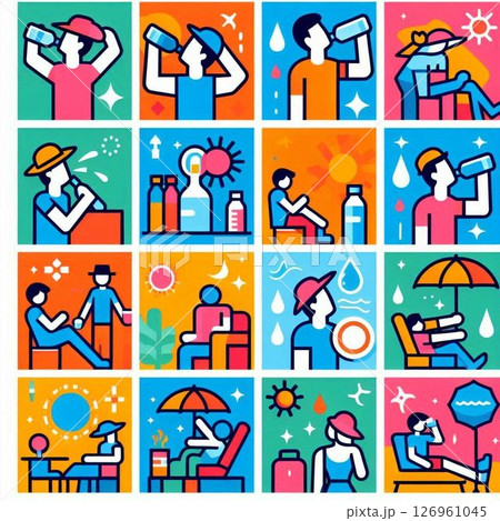 熱中症対策　熱中症注意 126961045