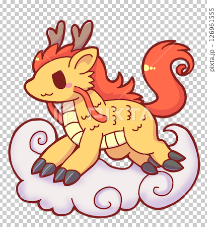 Golden Kirin on the clouds 126961555