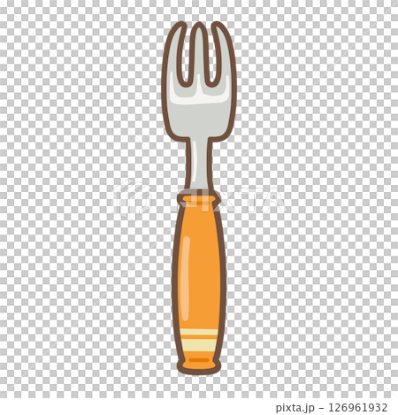 オレンジ色でラインの入ったフォーク 126961932