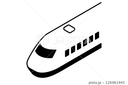 乗物アイコン、高速鉄道（先頭）のシンプルでかわいいアイソメトリックの白黒線画アイコン 126961945