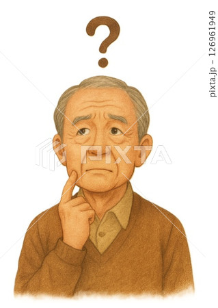 考える高齢者のイラスト 126961949
