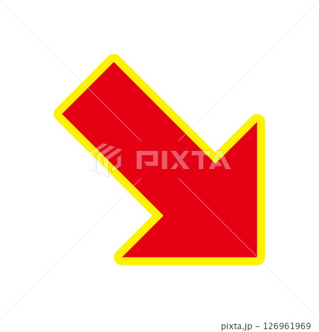 シンプルな赤い矢印　白背景 126961969