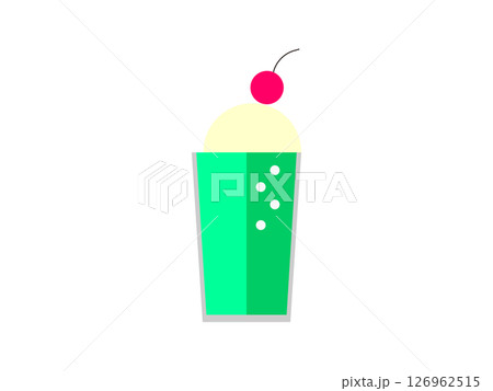メロンクリームソーダのアイコンのイラスト 126962515