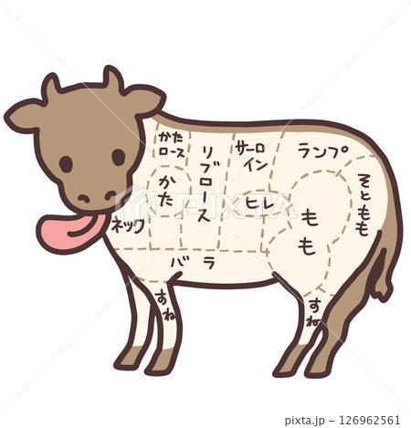 牛肉部位のイラスト 牛肉部位のイラスト 126962561