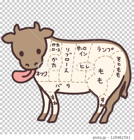 牛肉部位のイラスト 牛肉部位のイラスト 126962561