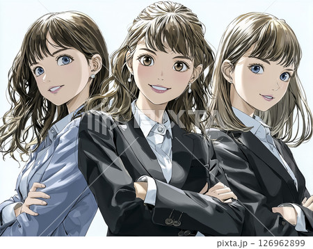 3人の笑顔のビジネスウーマンのイラスト素材 126962899