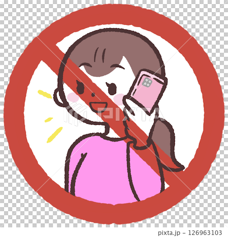 スマホ禁止女性のイラスト スマホ禁止女性のイラスト 126963103