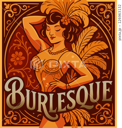 Burlesque. Vector vintage poster with lettering 126963132