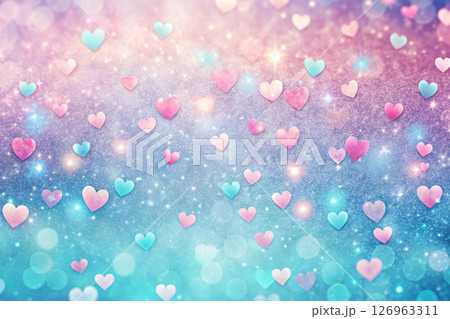 colorful bokeh background with hearts 126963311