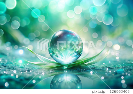 glowing crystal ball on bokeh background 126963403