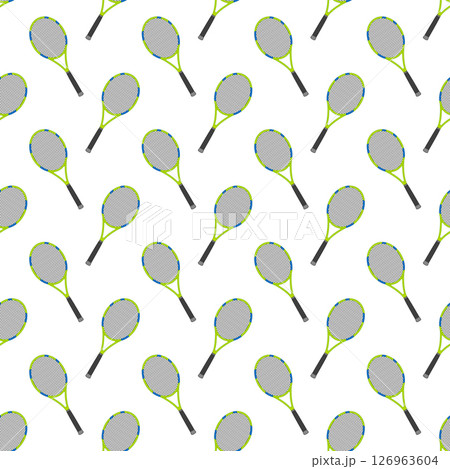 Sports pattern with tennis racket in flat design style. Sports pattern with tennis racket in flat design style. 126963604