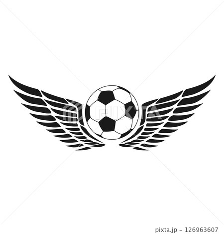 Soccer ball with angel wings vintage engraving drawing style vector Illustration. 126963607