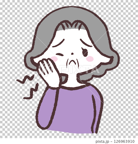 歯が痛いシニア女性のイラスト 126963910