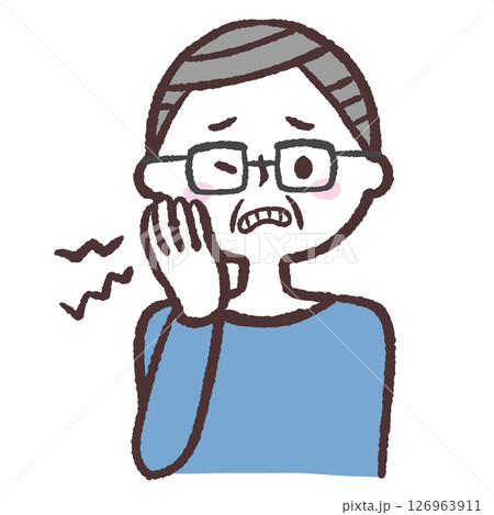 歯が痛いシニア男性のイラスト 126963911
