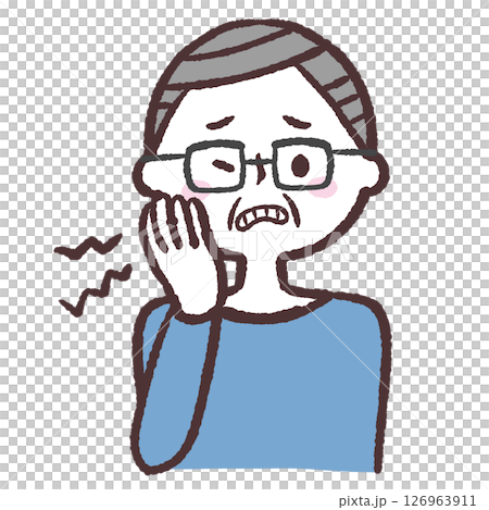 歯が痛いシニア男性のイラスト 126963911