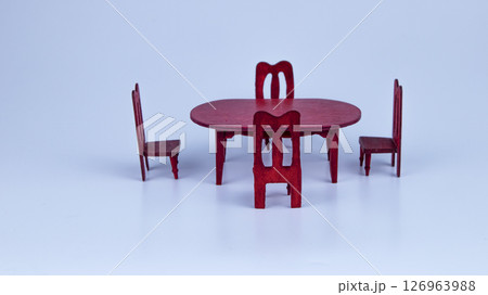 doll wooden mahogany furniture on a white background, isolated doll wooden mahogany furniture on a white background, isolated 126963988