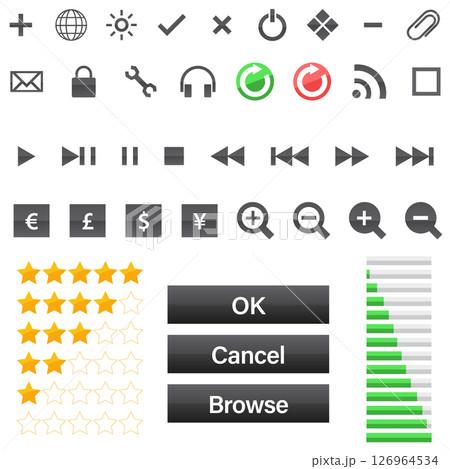 Set of media player icons in line style. 126964534