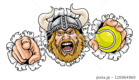 Viking Tennis Ball Sports Team Mascot Man 126964960