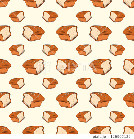 Vector doodle sketch style breads and baguettes bakery seamless pattern. Vector doodle sketch style breads and baguettes bakery seamless pattern. 126965123