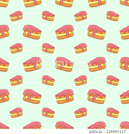 Seamless pattern with pieces of cakes, pies in doodle vintage style. Seamless pattern with pieces of cakes, pies in doodle vintage style. 126965127