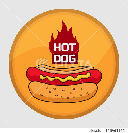 Delicious cartoon hot dog with text. Delicious cartoon hot dog with text. 126965155