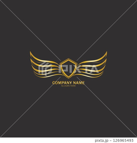 winged shield gold logo design symbol vector illustration-vector 126965493