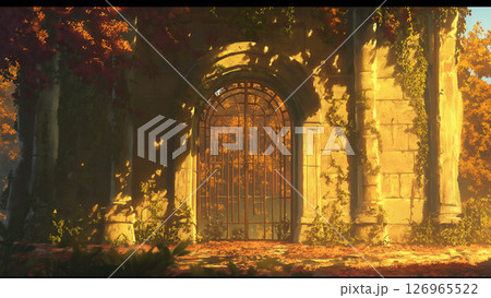 夕方の遺跡の門の風景、アニメ風 夕方の遺跡の門の風景、アニメ風 126965522