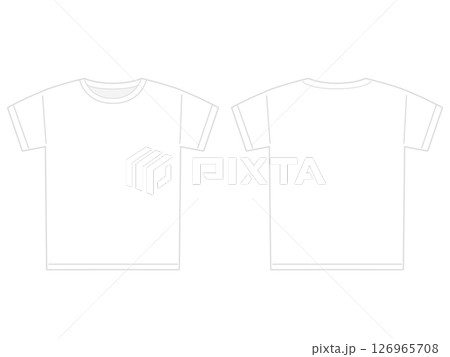 表と裏の白い半袖のTシャツのイラスト 126965708