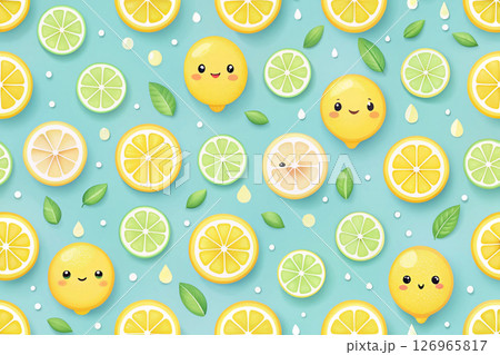 fresh lemon pattern with slices 126965817