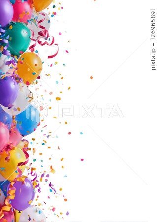Colorful Balloons and Confetti Create a Festive Atmosphere for a Celebration or Party in a Cheerful Setting. Colorful Balloons and Confetti Create a Festive Atmosphere for a Celebration or Party in a Cheerful Setting. 126965891