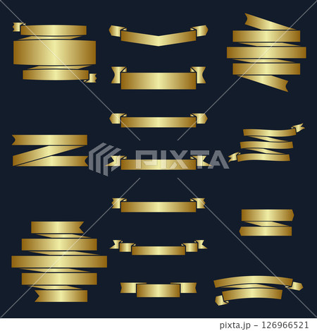 Set of gold ribbon banners vector illustration. 126966521