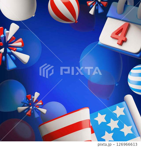 American happy Independence day vector 3D plastic style patriotic background design, USA flag, balloons and fireworks American happy Independence day vector 3D plastic style patriotic background design, USA flag, balloons and fireworks 126966613