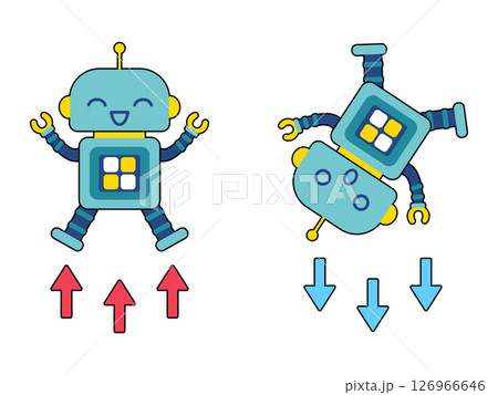 かわいいロボットのキャラクター アップとダウン かわいいロボットのキャラクター アップとダウン 126966646