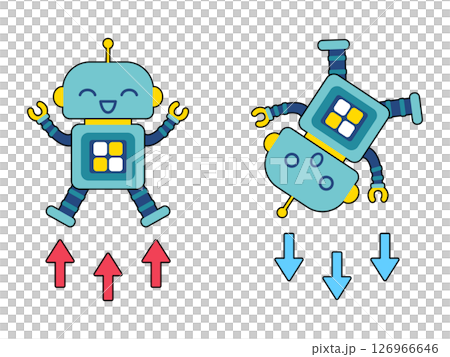 かわいいロボットのキャラクター アップとダウン かわいいロボットのキャラクター アップとダウン 126966646