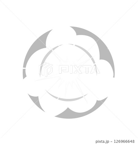 Bomb explosion, detonated boom flash cartoon game bang round effect, vector monochrome smog and haze circle trace Bomb explosion, detonated boom flash cartoon game bang round effect, vector monochrome smog and haze circle trace 126966648