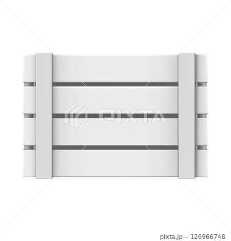 Realistic closed white wooden crate with holes, top view. 126966748