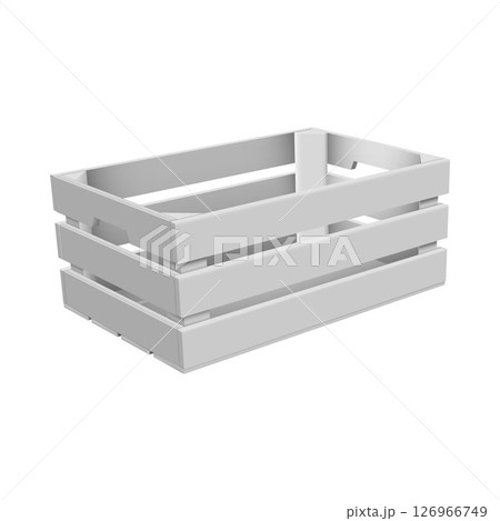 Vector illustration of open wooden white crate with three boards and holes. 126966749