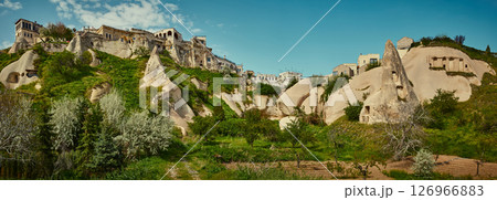 Panorama of Uchisar town in Cappadocia region, Turkey Panorama of Uchisar town in Cappadocia region, Turkey 126966883