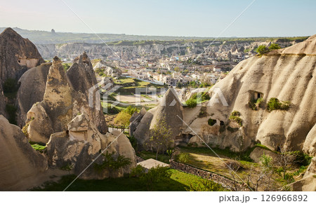 Panorama of Goreme town in Cappadocia, Turkey 126966892