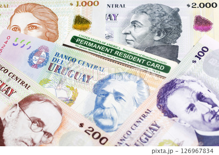 American Permanent Resident Card on Uruguayan money American Permanent Resident Card on Uruguayan money 126967834